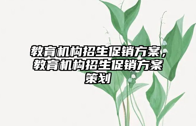 教育機構招生促銷方案，教育機構招生促銷方案策劃