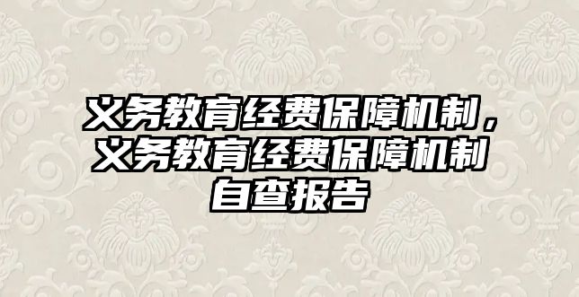 義務教育經費保障機制，義務教育經費保障機制自查報告