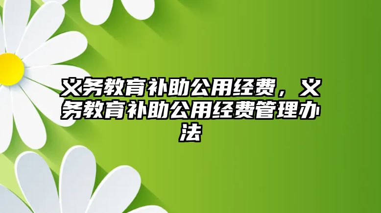 義務教育補助公用經費，義務教育補助公用經費管理辦法