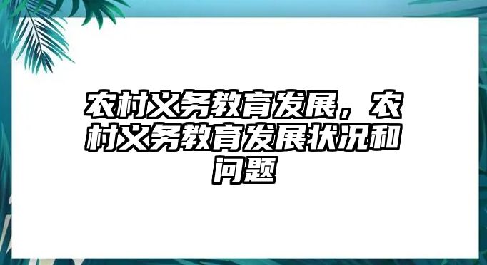 農村義務教育發展，農村義務教育發展狀況和問題