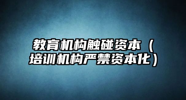 教育機構觸碰資本（培訓機構嚴禁資本化）