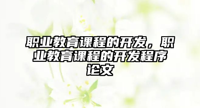 職業(yè)教育課程的開發(fā)，職業(yè)教育課程的開發(fā)程序論文