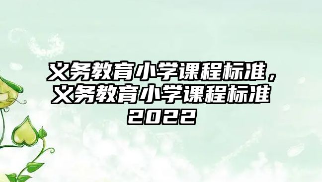 義務教育小學課程標準，義務教育小學課程標準2022