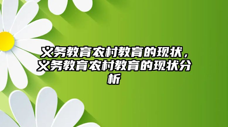 義務教育農村教育的現狀，義務教育農村教育的現狀分析