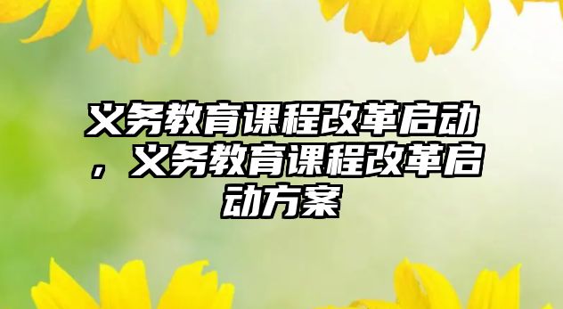 義務教育課程改革啟動，義務教育課程改革啟動方案