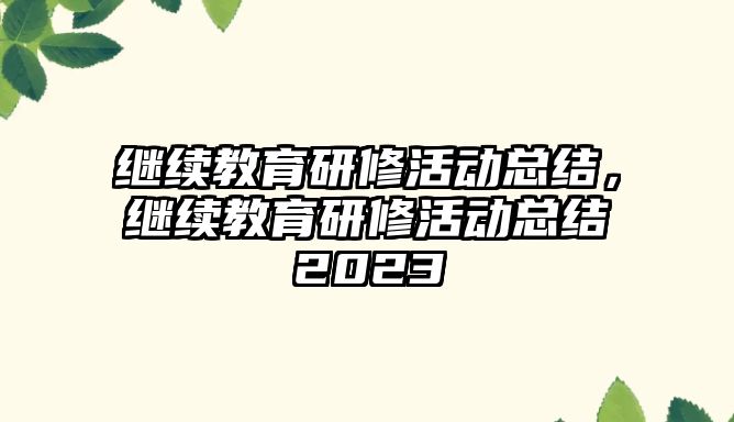 繼續(xù)教育研修活動(dòng)總結(jié)，繼續(xù)教育研修活動(dòng)總結(jié)2023