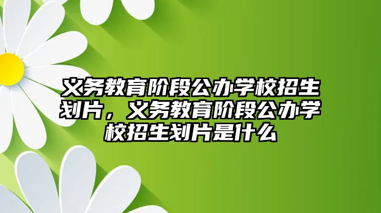 義務教育階段公辦學校招生劃片，義務教育階段公辦學校招生劃片是什么