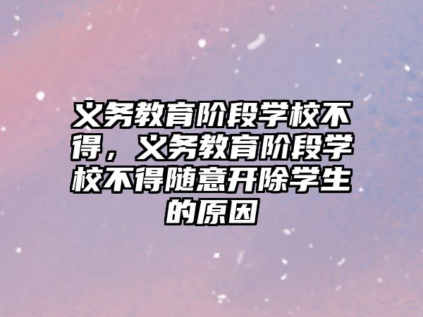 義務教育階段學校不得，義務教育階段學校不得隨意開除學生的原因