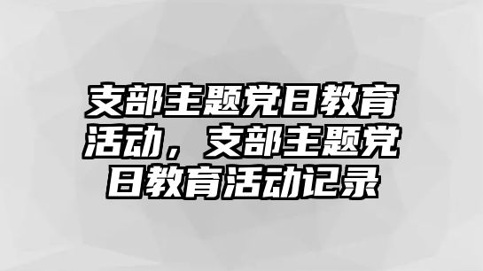 支部主題黨日教育活動，支部主題黨日教育活動記錄