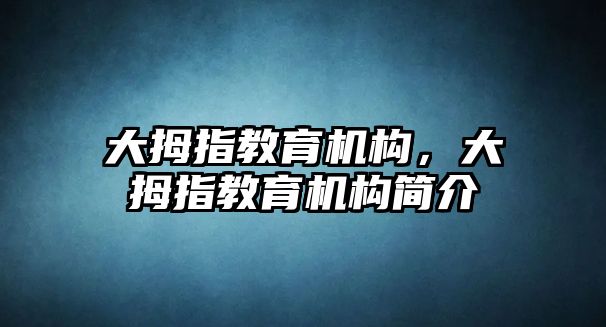 大拇指教育機構，大拇指教育機構簡介