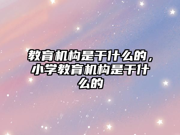 教育機構是干什么的，小學教育機構是干什么的