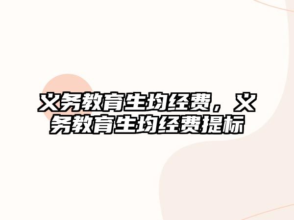 義務教育生均經費，義務教育生均經費提標