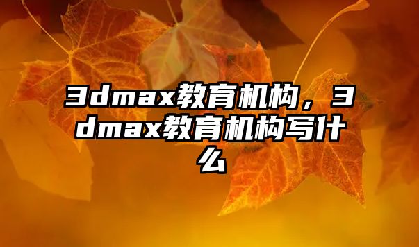 3dmax教育機(jī)構(gòu)，3dmax教育機(jī)構(gòu)寫(xiě)什么