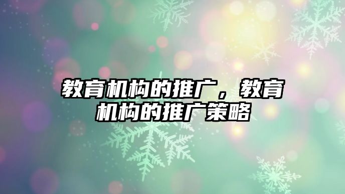 教育機構的推廣，教育機構的推廣策略