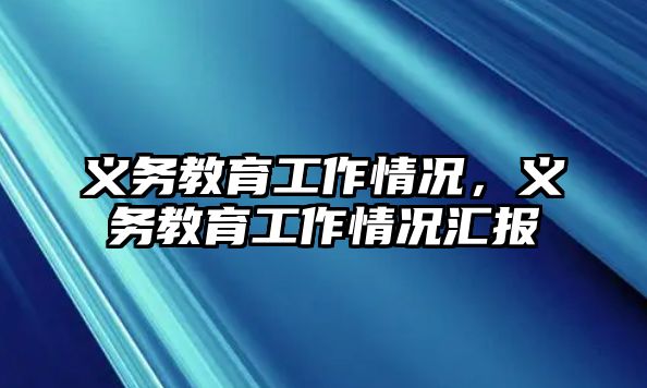 義務教育工作情況，義務教育工作情況匯報