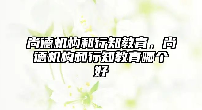 尚德機構和行知教育，尚德機構和行知教育哪個好