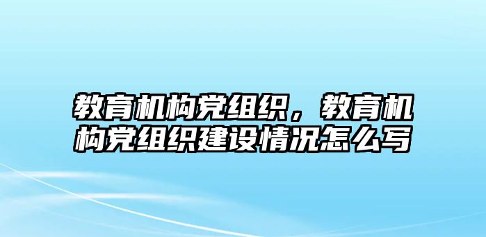 教育機構黨組織，教育機構黨組織建設情況怎么寫