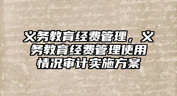 義務教育經費管理，義務教育經費管理使用情況審計實施方案