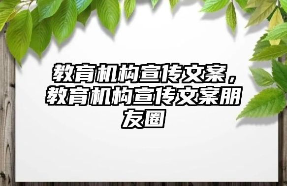 教育機(jī)構(gòu)宣傳文案，教育機(jī)構(gòu)宣傳文案朋友圈