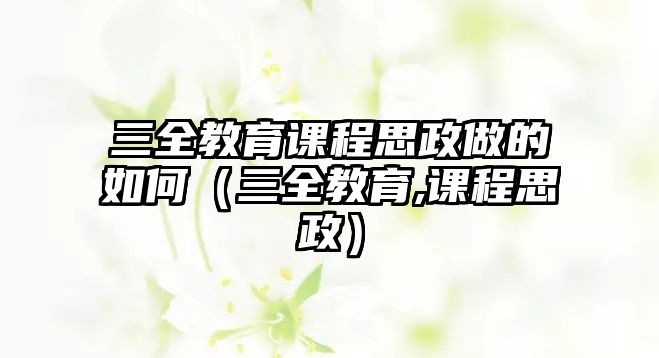 三全教育課程思政做的如何（三全教育,課程思政）