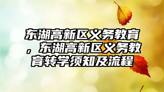 東湖高新區義務教育，東湖高新區義務教育轉學須知及流程