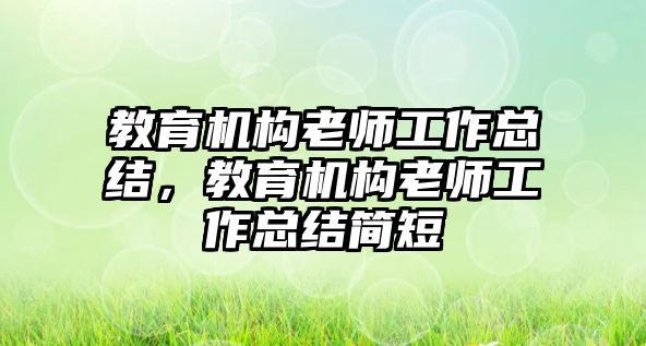 教育機構老師工作總結，教育機構老師工作總結簡短