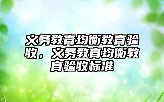 義務教育均衡教育驗收，義務教育均衡教育驗收標準