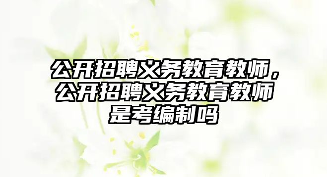 公開招聘義務教育教師，公開招聘義務教育教師是考編制嗎