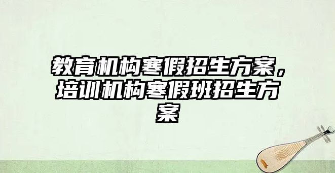 教育機構寒假招生方案，培訓機構寒假班招生方案