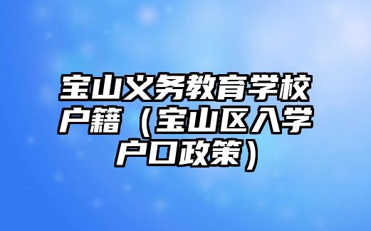 寶山義務教育學校戶籍（寶山區入學戶口政策）