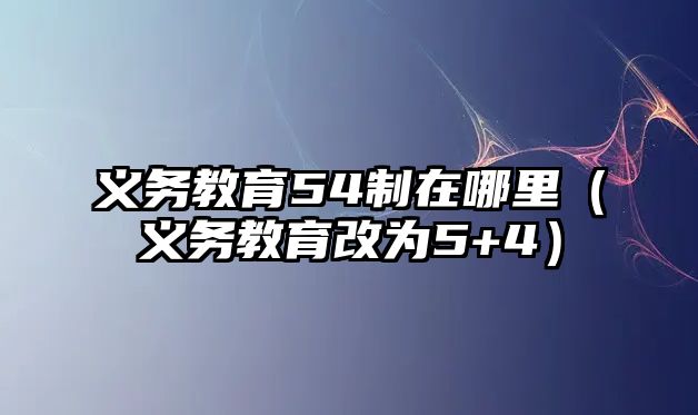 義務教育54制在哪里（義務教育改為5+4）