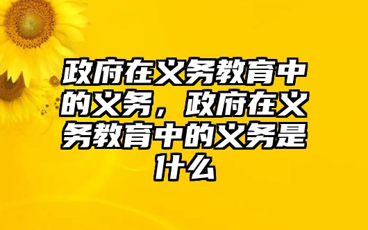 政府在義務教育中的義務，政府在義務教育中的義務是什么