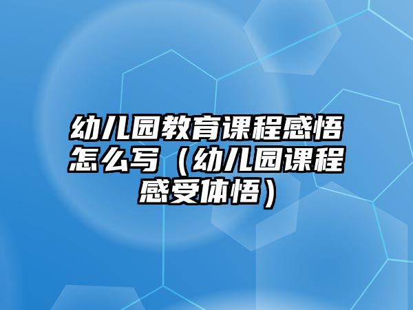 幼兒園教育課程感悟怎么寫（幼兒園課程感受體悟）