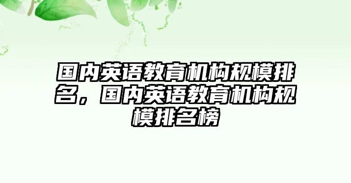 國內英語教育機構規模排名，國內英語教育機構規模排名榜