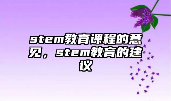 stem教育課程的意見，stem教育的建議