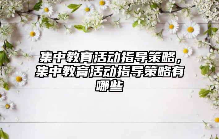 集中教育活動指導策略，集中教育活動指導策略有哪些