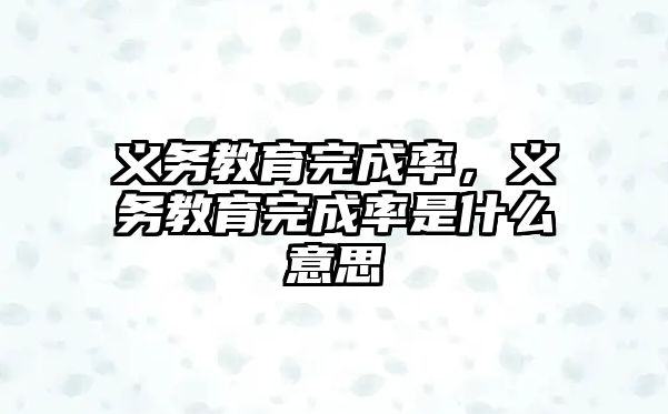 義務教育完成率，義務教育完成率是什么意思