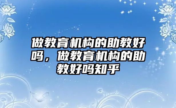 做教育機構的助教好嗎，做教育機構的助教好嗎知乎