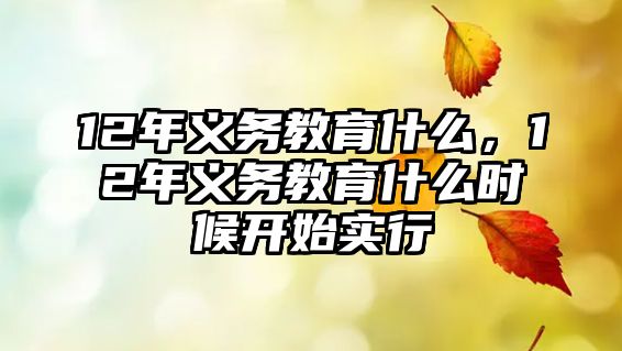 12年義務(wù)教育什么，12年義務(wù)教育什么時候開始實行