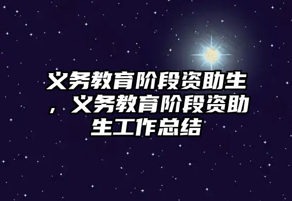 義務教育階段資助生，義務教育階段資助生工作總結