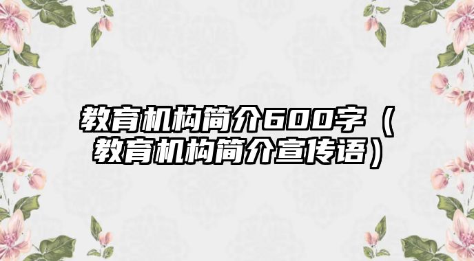 教育機(jī)構(gòu)簡(jiǎn)介600字（教育機(jī)構(gòu)簡(jiǎn)介宣傳語(yǔ)）