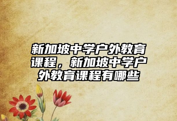 新加坡中學(xué)戶外教育課程，新加坡中學(xué)戶外教育課程有哪些