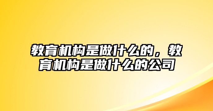 教育機(jī)構(gòu)是做什么的，教育機(jī)構(gòu)是做什么的公司