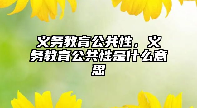 義務教育公共性，義務教育公共性是什么意思