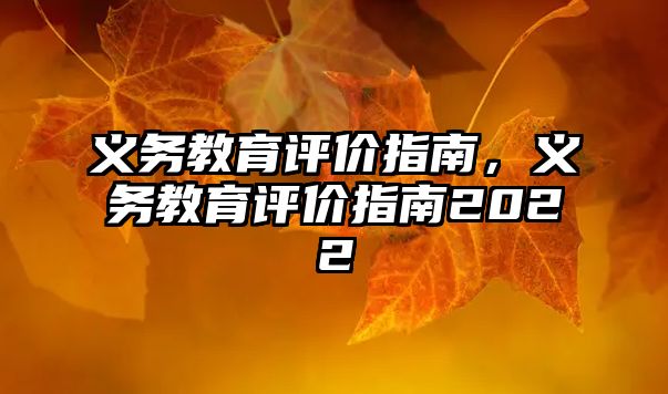 義務教育評價指南，義務教育評價指南2022