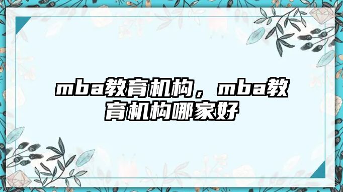 mba教育機構，mba教育機構哪家好