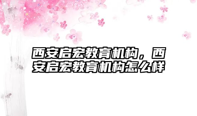 西安啟宏教育機構，西安啟宏教育機構怎么樣