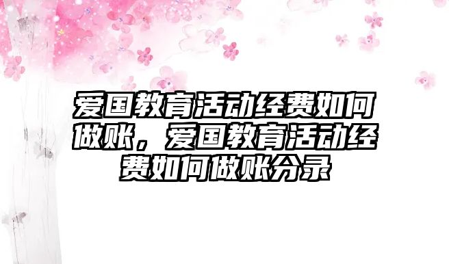 愛國教育活動經費如何做賬，愛國教育活動經費如何做賬分錄