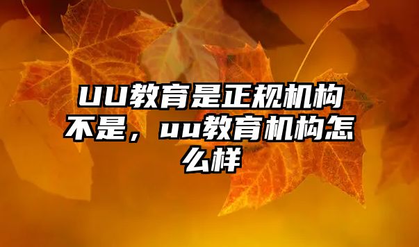 UU教育是正規機構不是，uu教育機構怎么樣