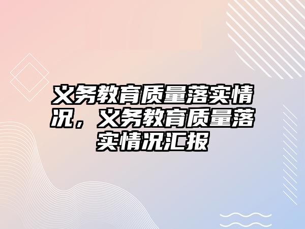 義務教育質量落實情況，義務教育質量落實情況匯報